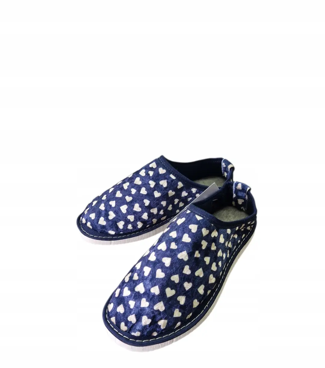 Dames pantoffels met hartjesprint, navy, maat 38-39