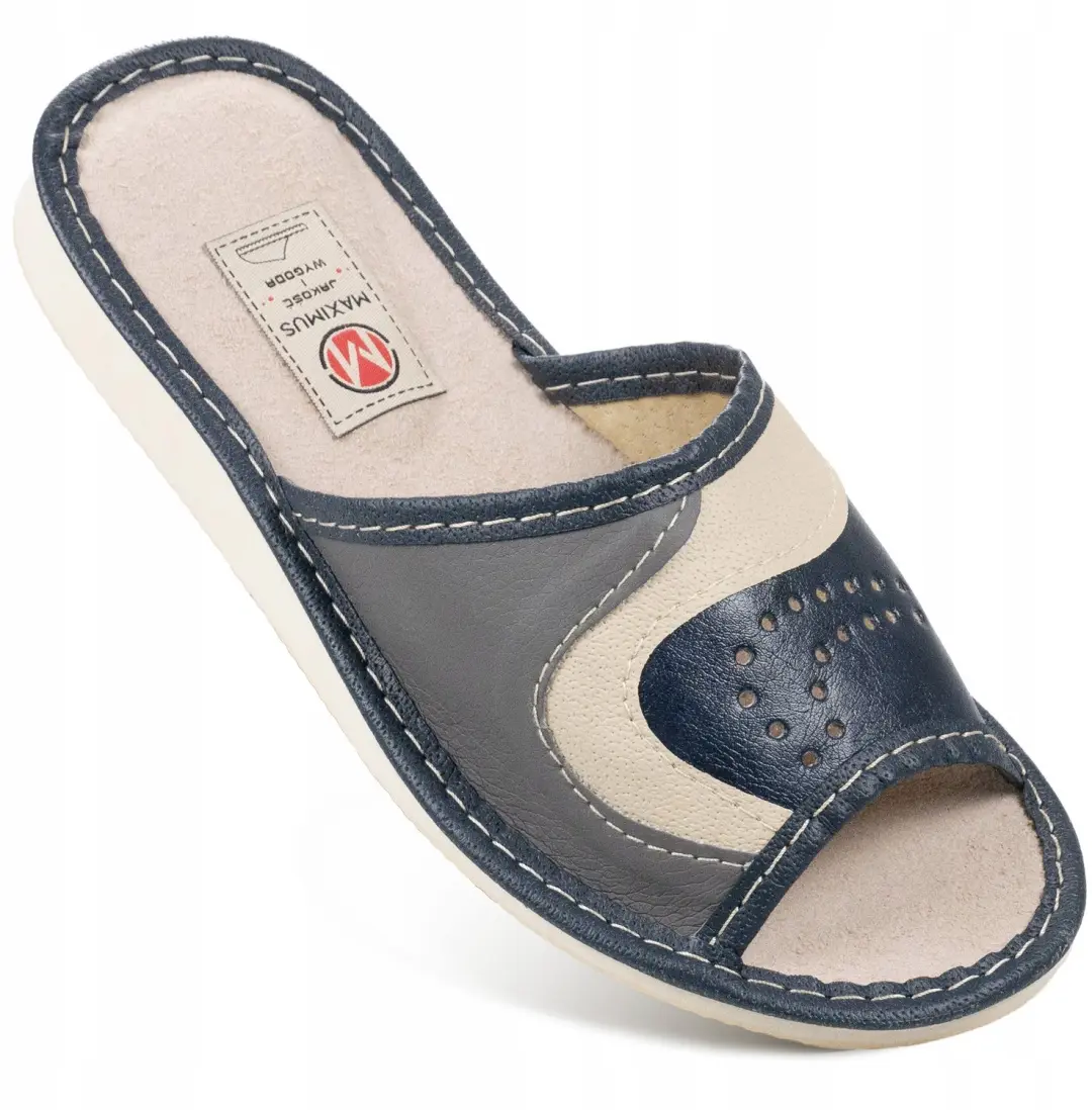 Dames pantoffels van leer, maat 39, zwart, Maximus