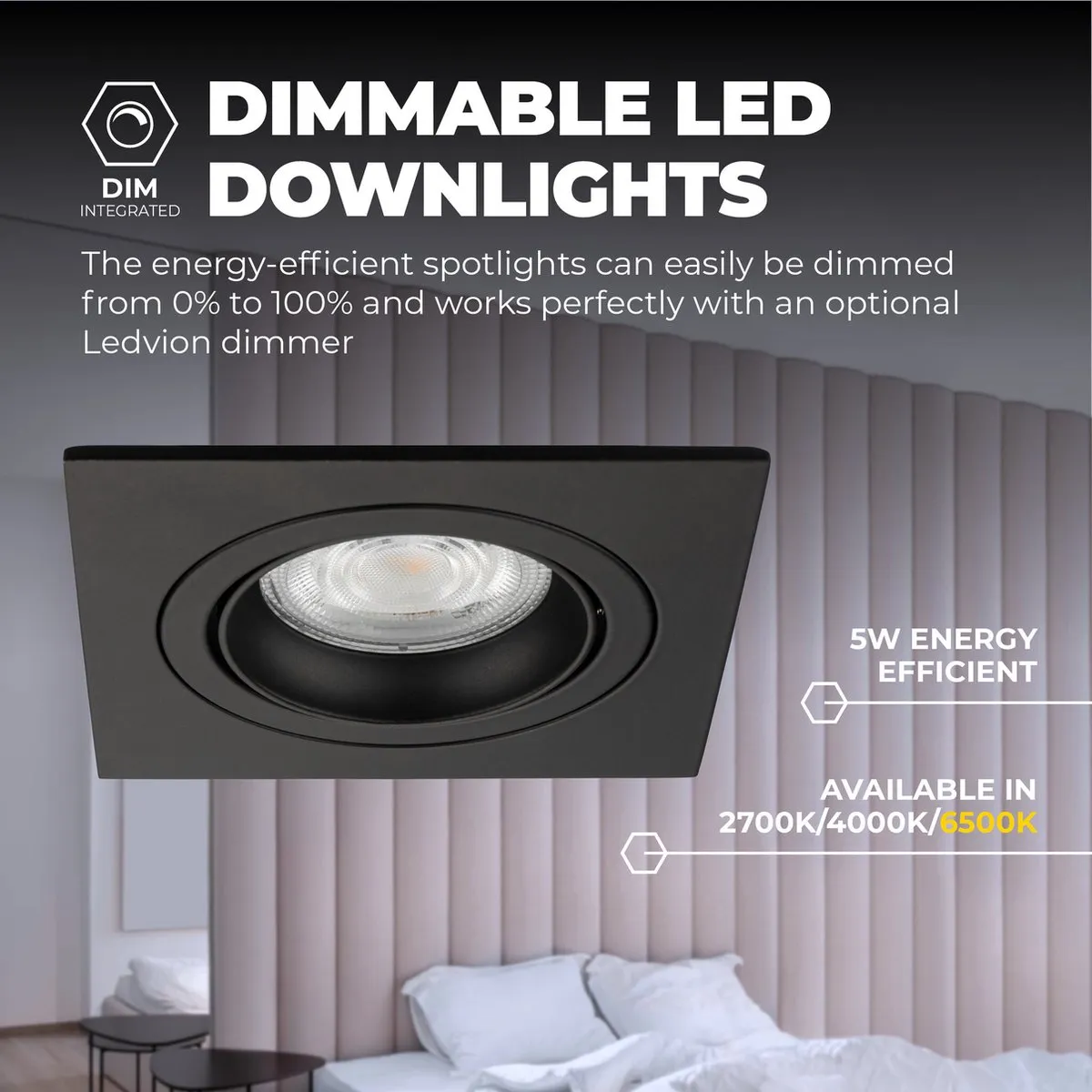 Ledvion 6x LED Inbouwspot Sevilla 3W 6500K - Zwart