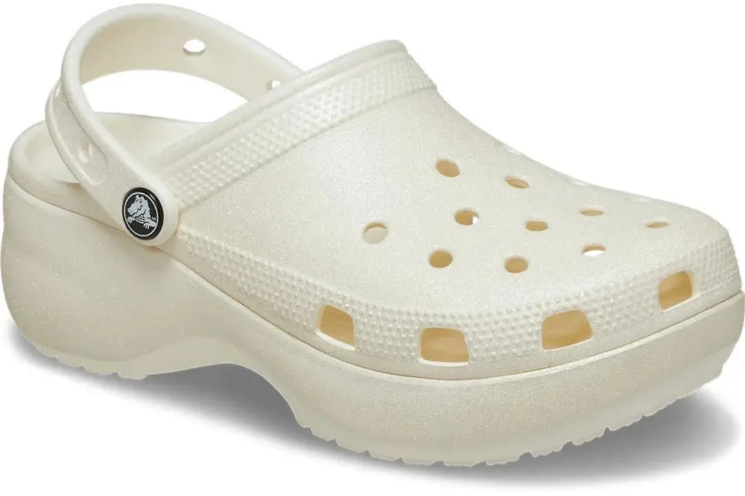 Crocs Classic Platform Glitter Klompen Beige EU 36-37 Vrouw