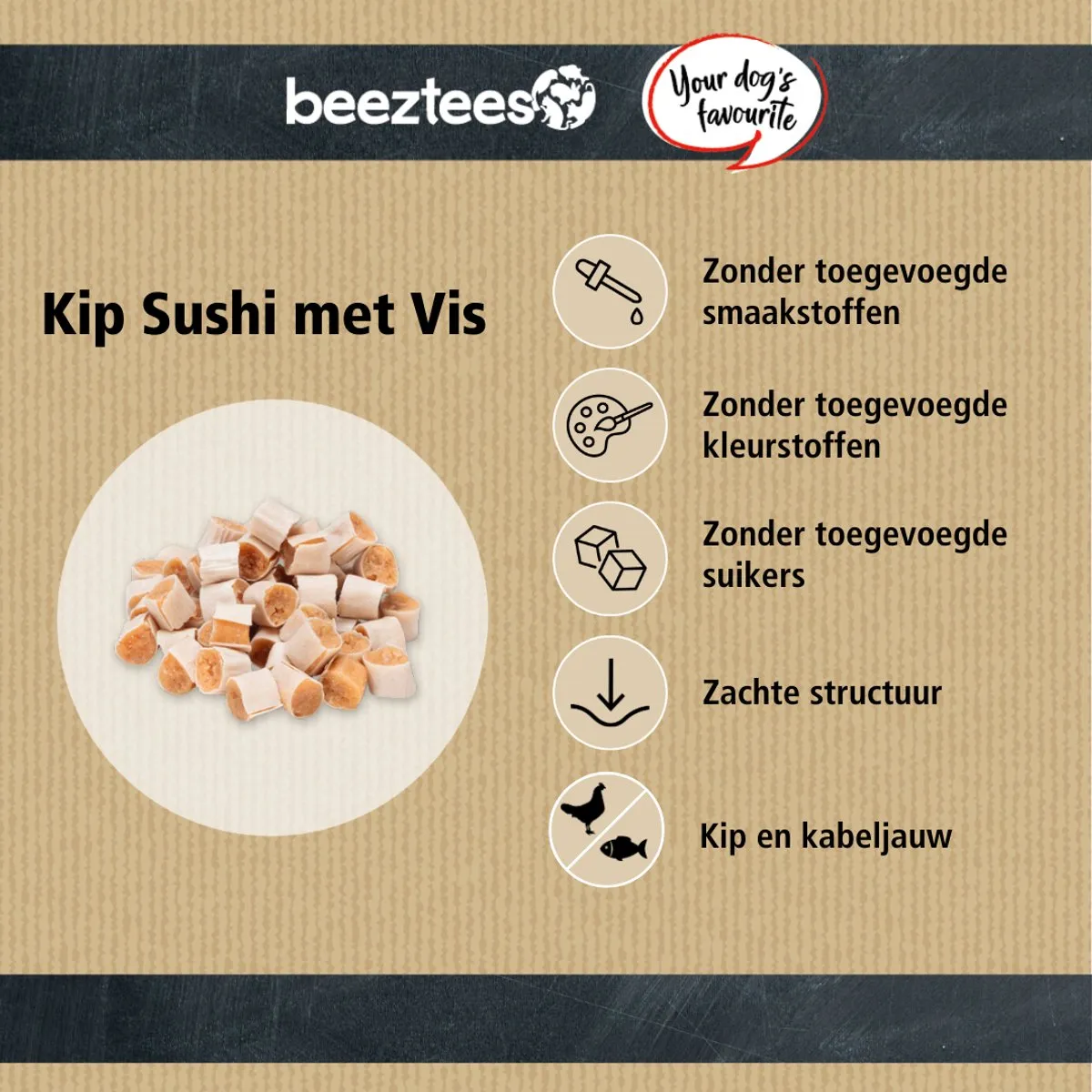 Beeztees Tasty Treats Kip Sushi met Vis Mini Hondensnacks 400g