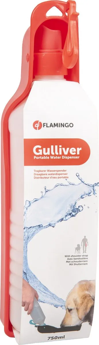 Flamingo Gulliver Hondenwaterfles 750ml - Multi