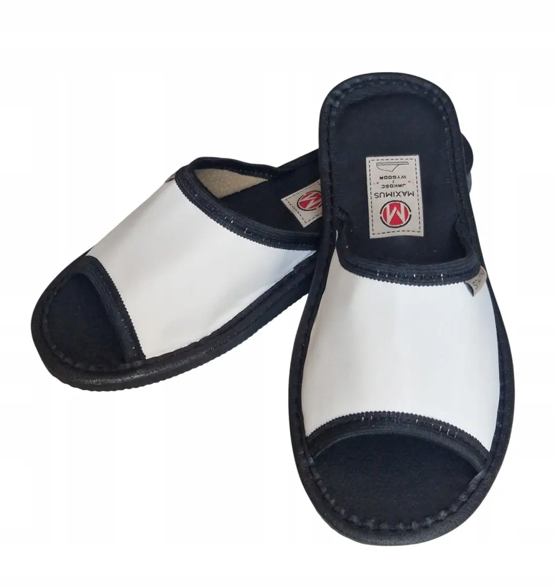 Dames pantoffels Maximus wit-zwart maat 38