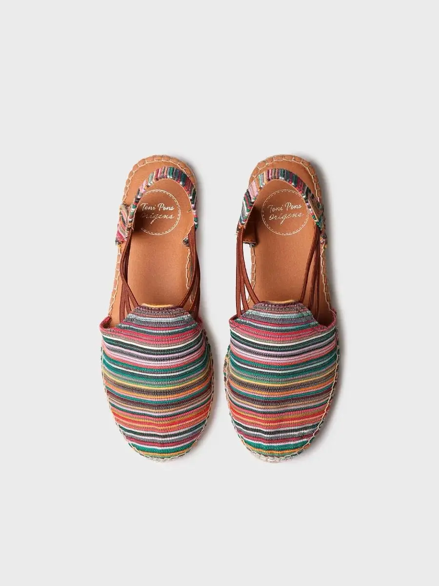 Platte espadrilles voor dames met veelkleurige strepen