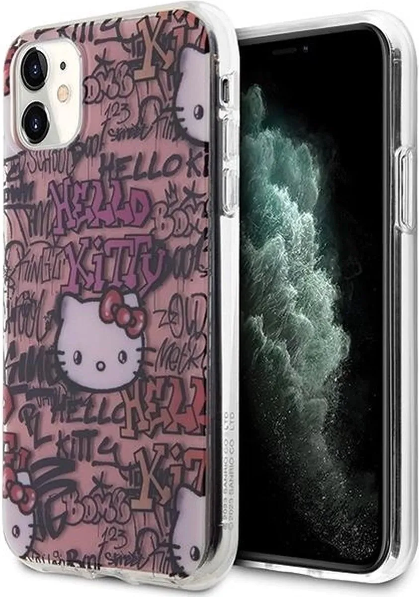 Hello Kitty IML Tags Graffiti Hoesje iPhone 11/Xr - Roze