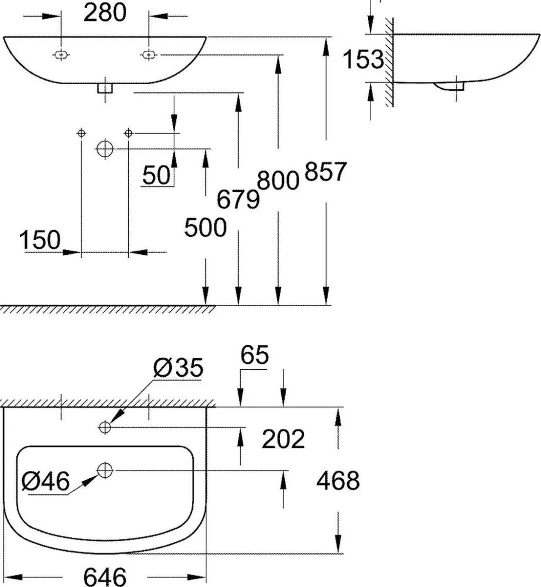 Grohe Bau Wastafel 65x47cm - Wit - afbeelding 3 van 6