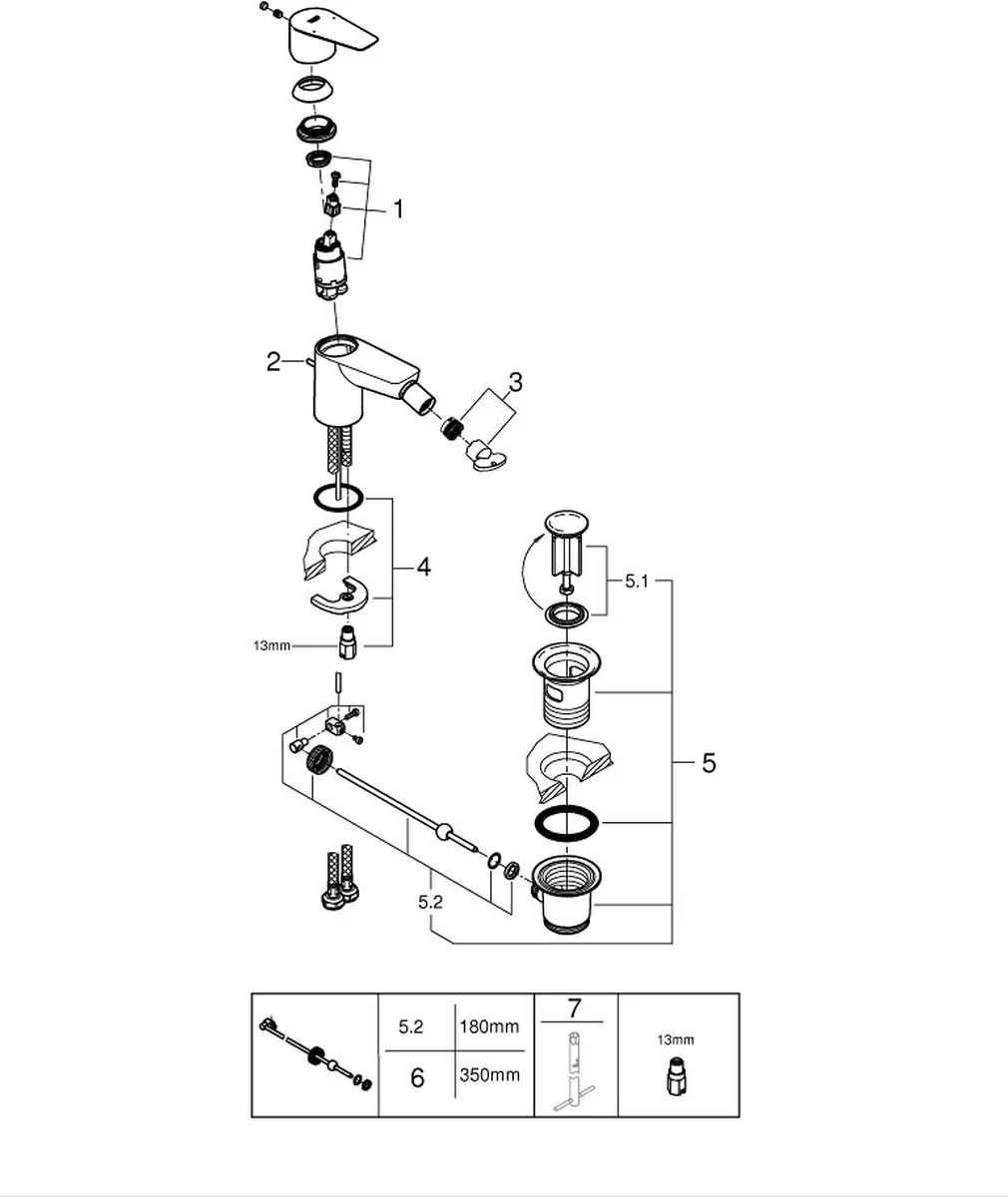 GROHE BauEdge Bidetmengkraan 15,3cm Chroom - afbeelding 4 van 5