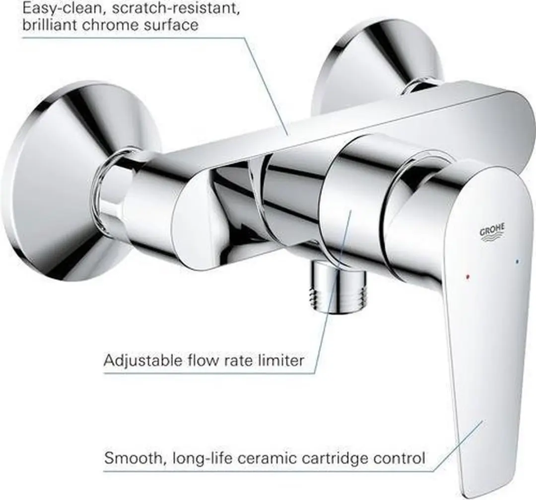 GROHE BauEdge Douchemengkraan Wandmodel Chroom - afbeelding 3 van 6