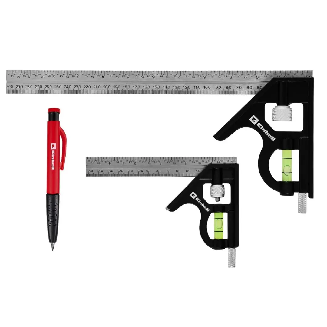 Einhell combinatiemeetlatset met markeerstift, 2-delig (150/300 mm, zink en roes