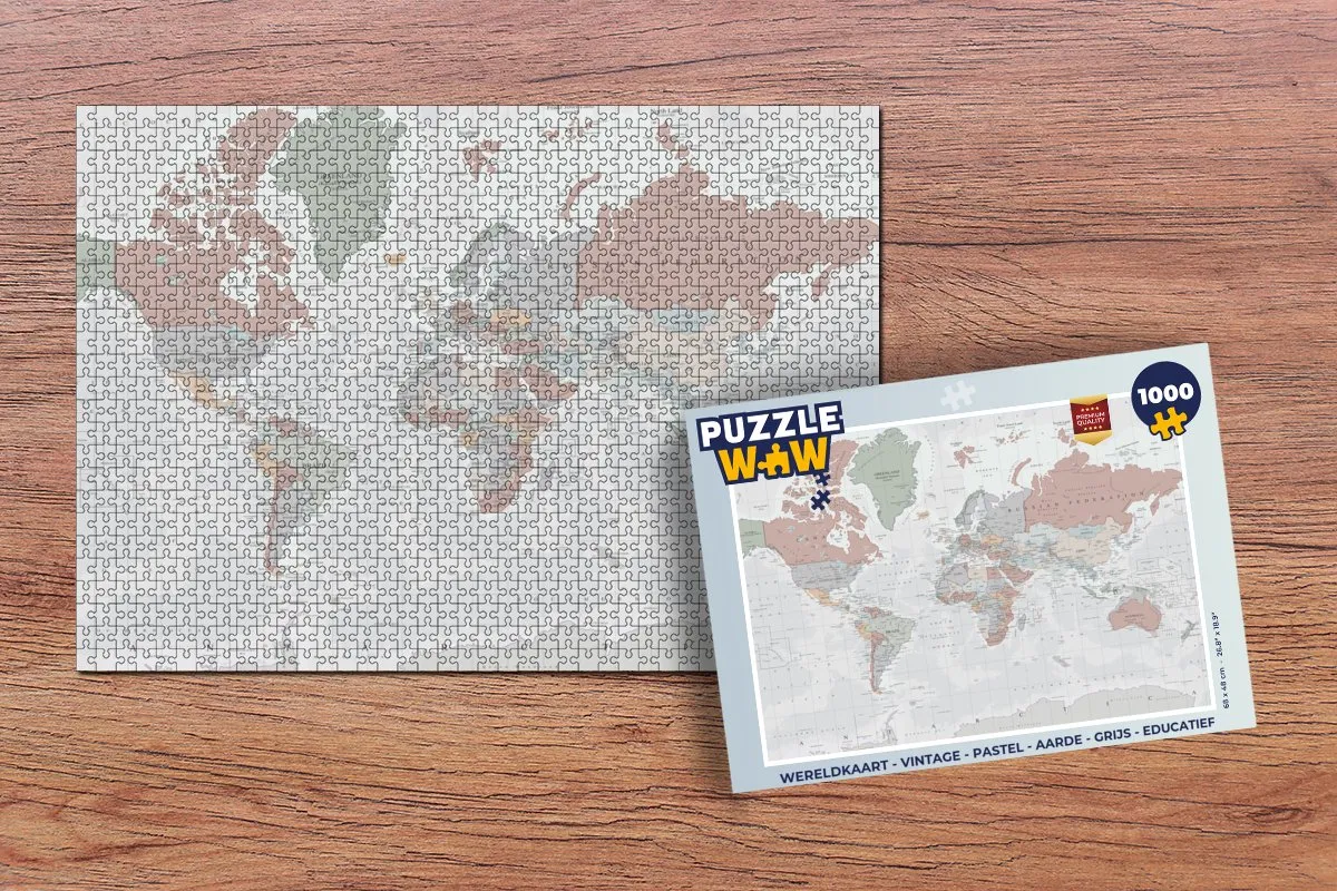 PuzzleWow Wereldkaart Legpuzzel 1000 Stuks - Multicolor
