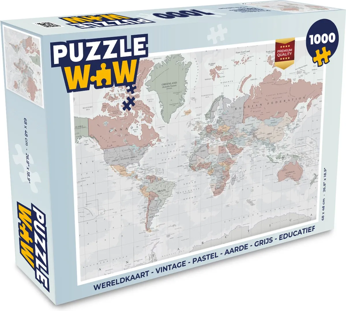 PuzzleWow Wereldkaart Legpuzzel 1000 Stuks