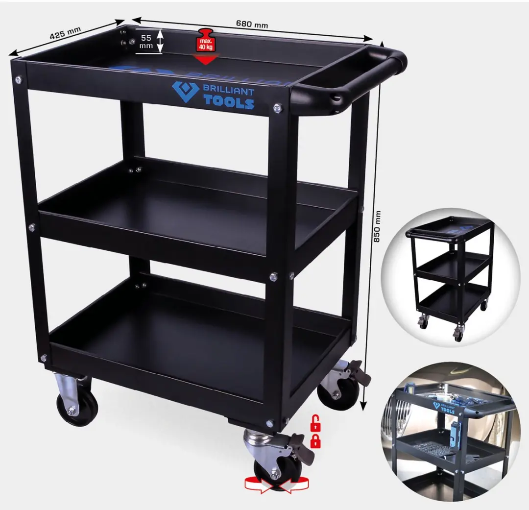 Brilliant Tools BT150900 Servicewagen - Zwart - afbeelding 2 van 6