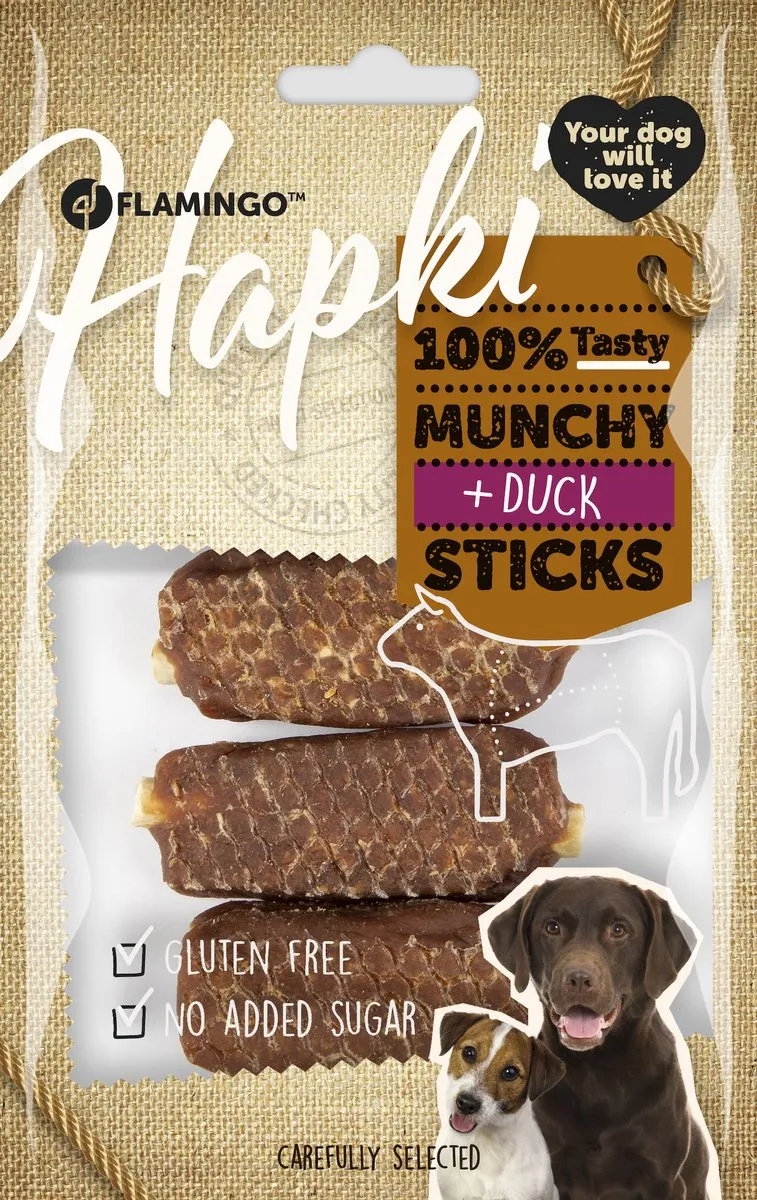 Flamingo Hapki Munchy Sticks Eend 100g - 5 Stuks