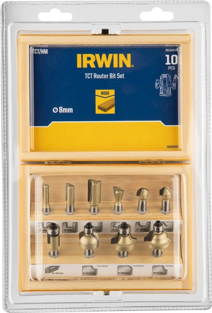 Irwin NA094039 Frezenset 10-delig 8mm stift - afbeelding 2 van 3