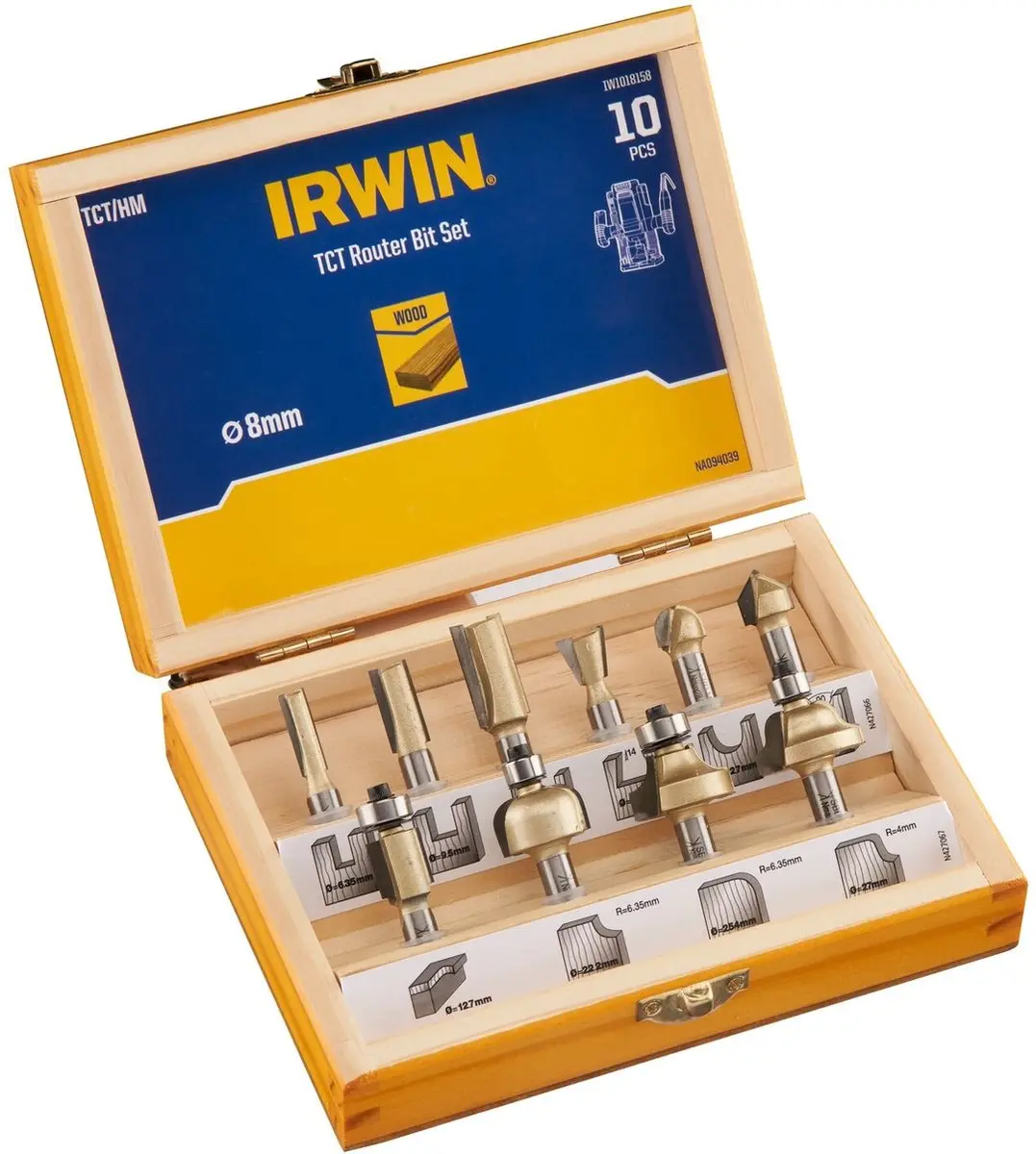 Irwin NA094039 Frezenset 10-delig 8mm stift