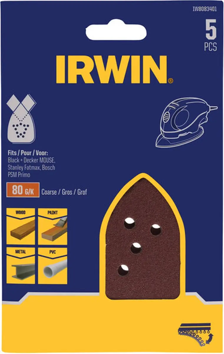 Irwin Schuurstroken Black & Decker Mouse K80 - 5 Stuks - afbeelding 2 van 2