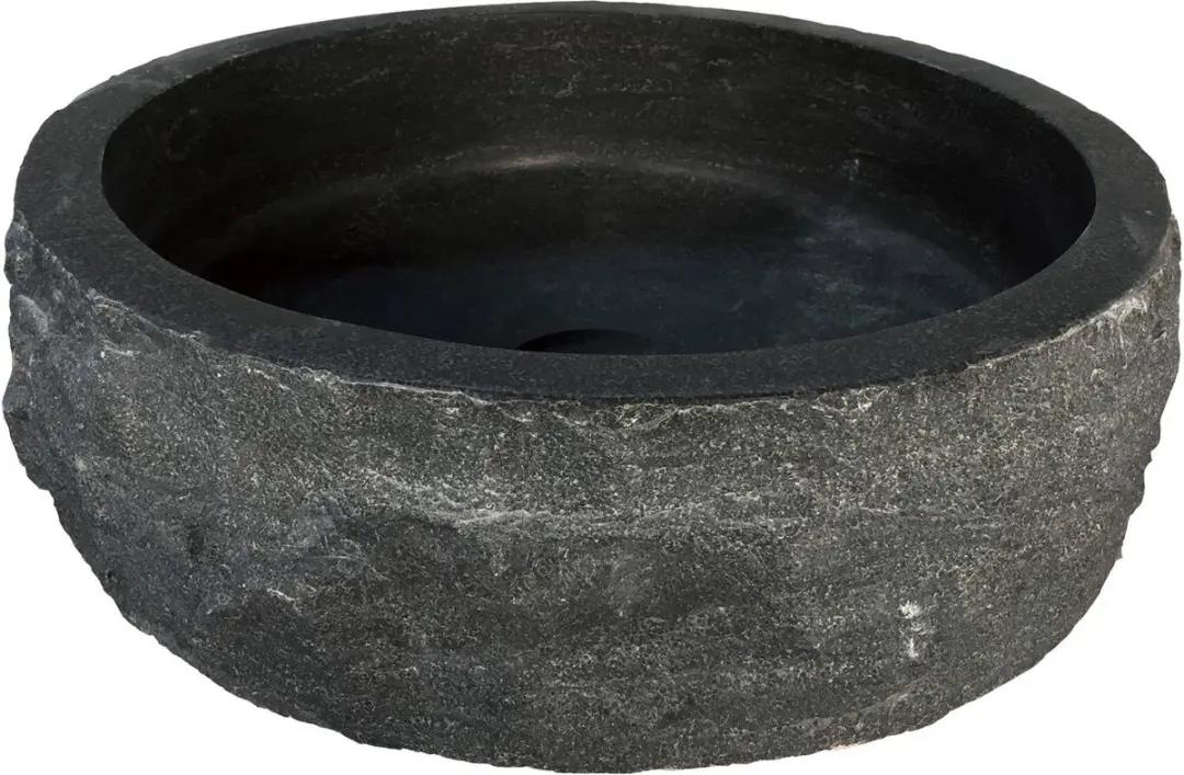 Saqu Raw Ronde Waskom Ø40x12cm Natuursteen - Zwart - afbeelding 4 van 6