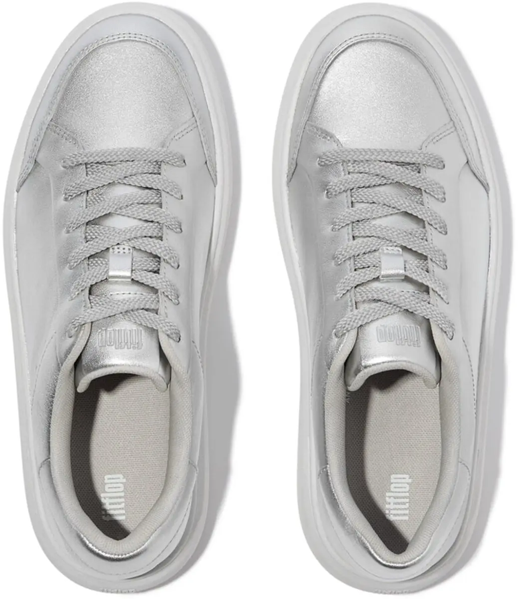 FitFlop Rtg Metallic-Leather Sneakers ZILVER