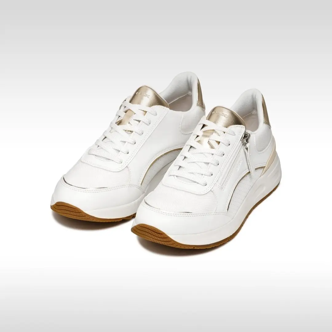Geox Bulmya Dames Sneakers - WIT/LICHTGOUD - Maat 40 - afbeelding 4 van 6