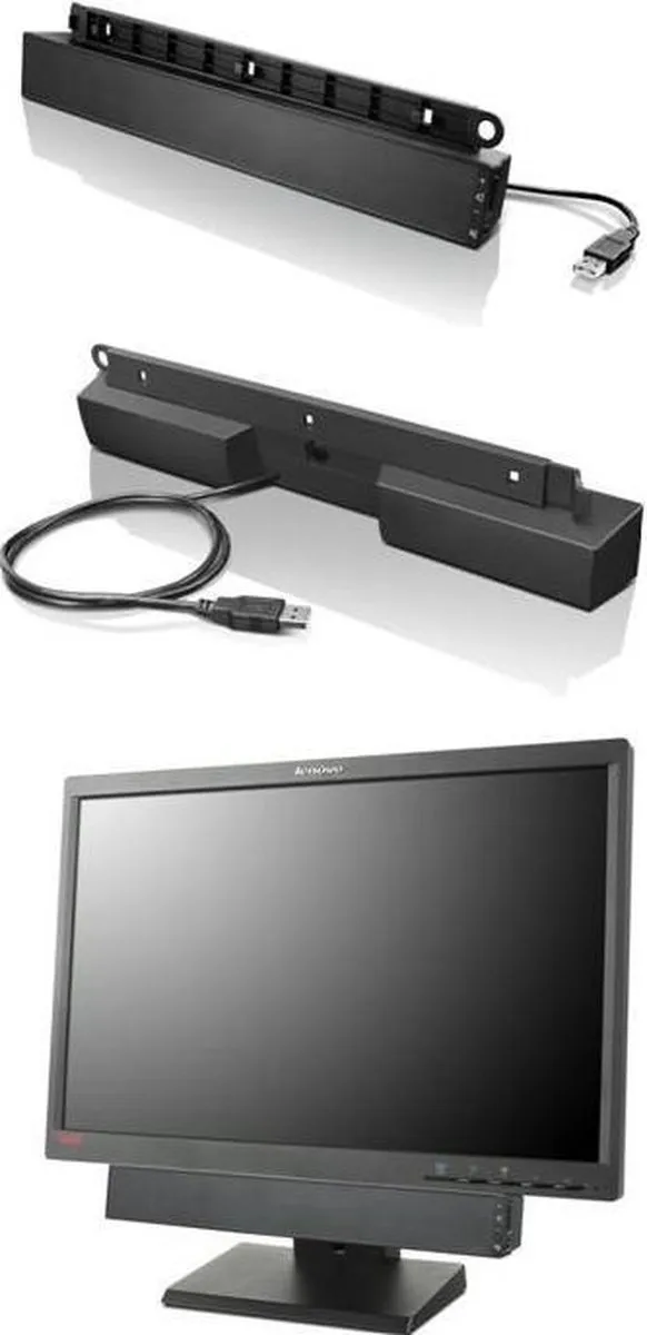 Lenovo - USB-soundbar - zwart