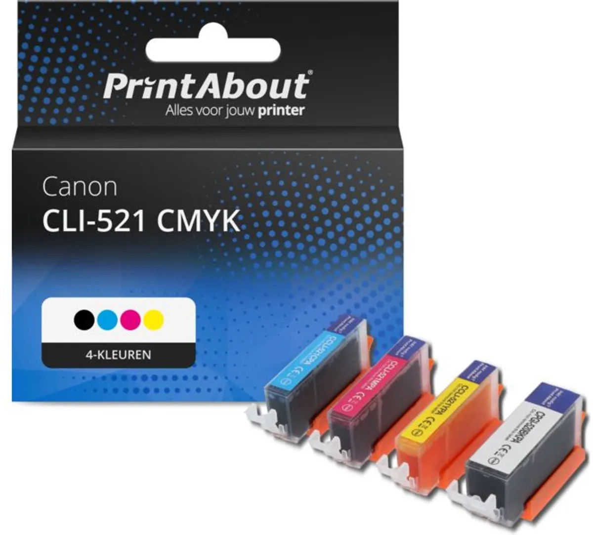 PrintAbout Inktcartridge CLI-521 CMYK-PA2 - 4 Kleuren - 62ml - o.a. Canon PIXMA