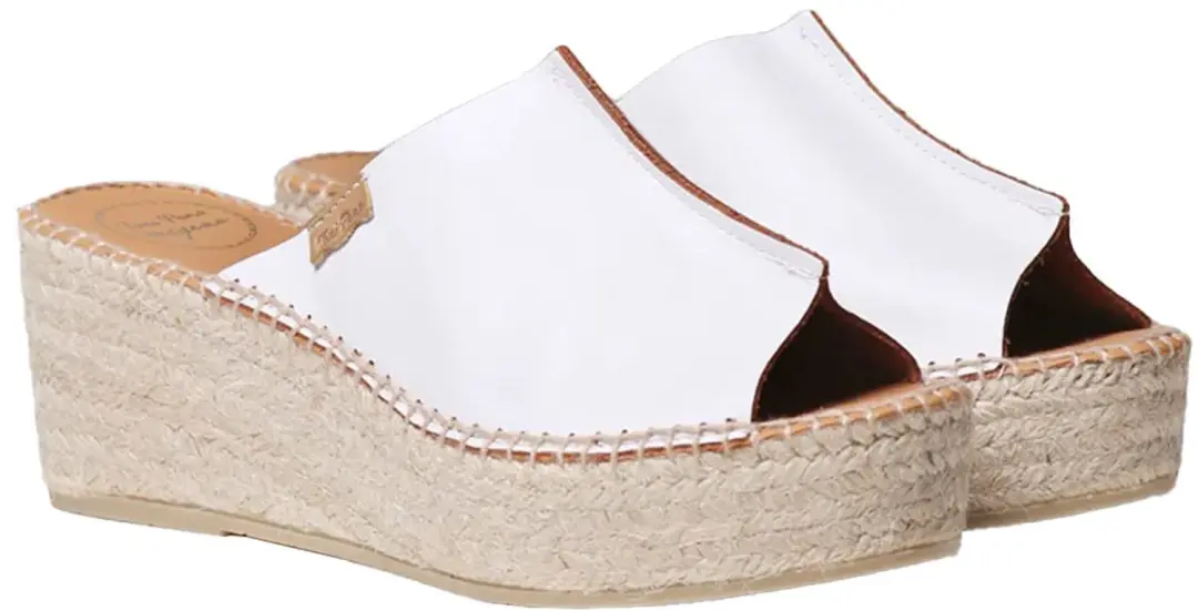 Witte leren espadrille met open achterkant