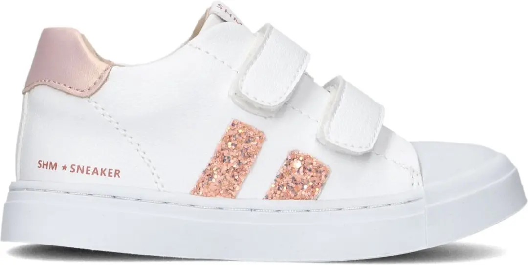 Shoesme Witte Sneaker Met Roze Glitters