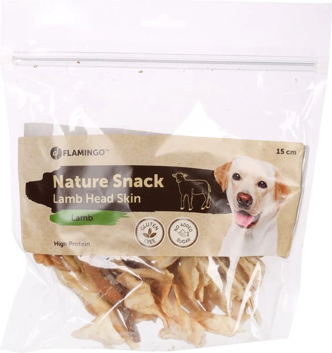 Flamingo Nature Schaapshoofdhuid Snack Honden 200g