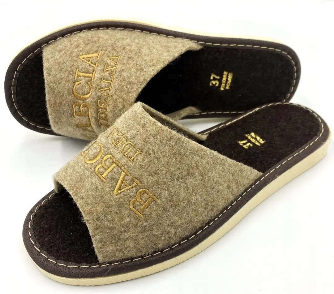 Dames Pantoffels voor Oma, Beige Filc, Maat 38