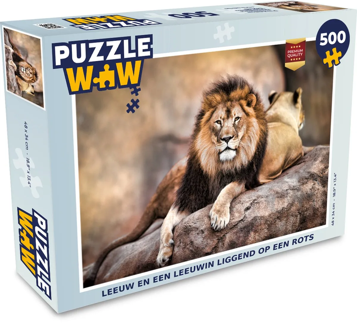 PuzzleWow Leeuw Rots Dieren Legpuzzel 500 Stuks