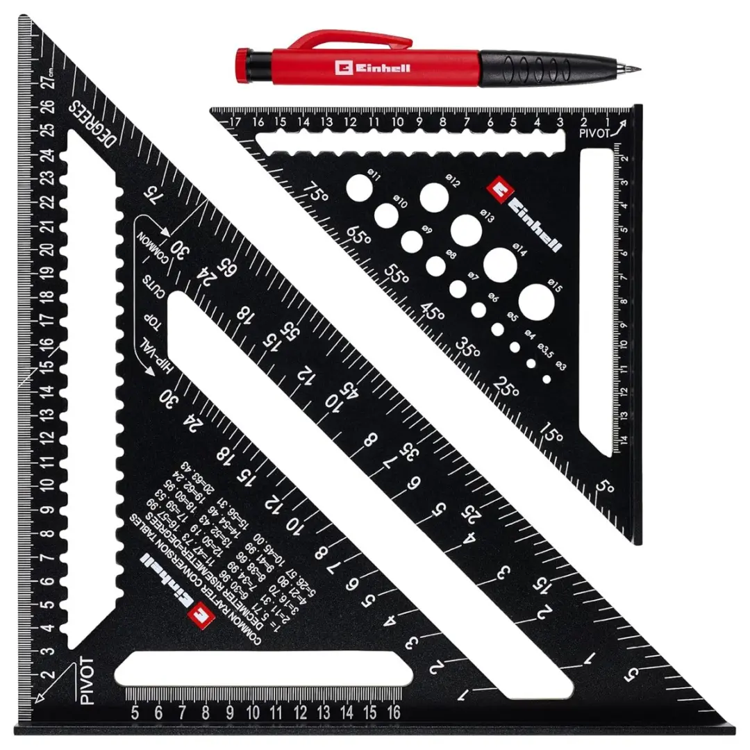 Einhell timmermanswinkelhaakset, 2-delig (185 en 300 mm, lasergegraveerde millim