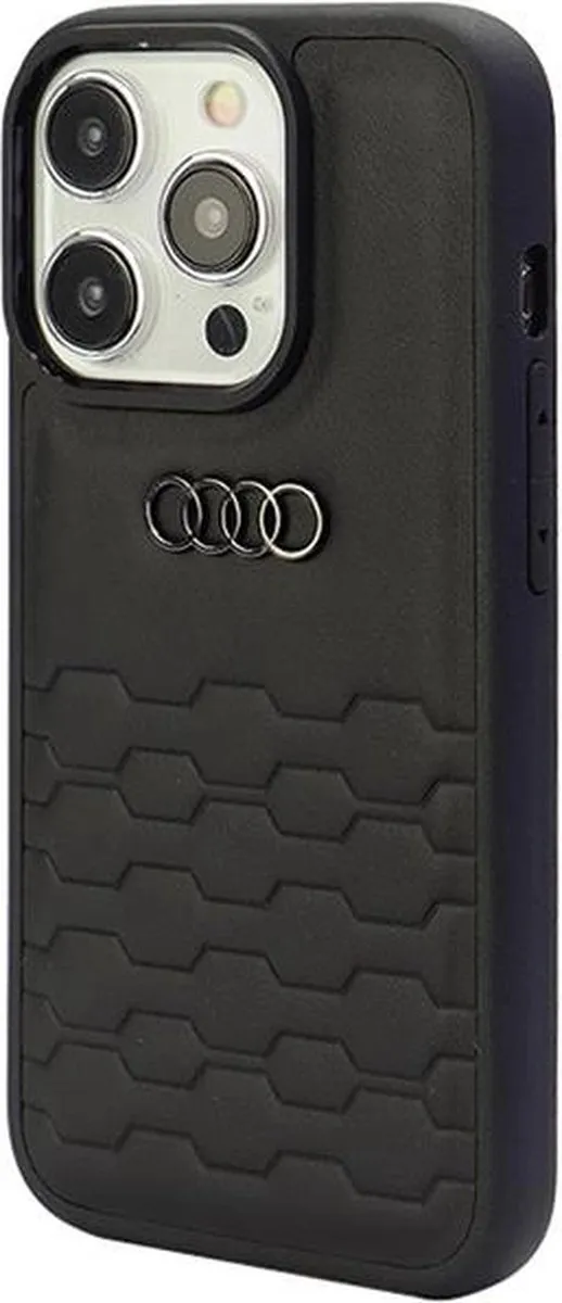 Audi GT Leather Back Case - iPhone 15 Pro - Zwart