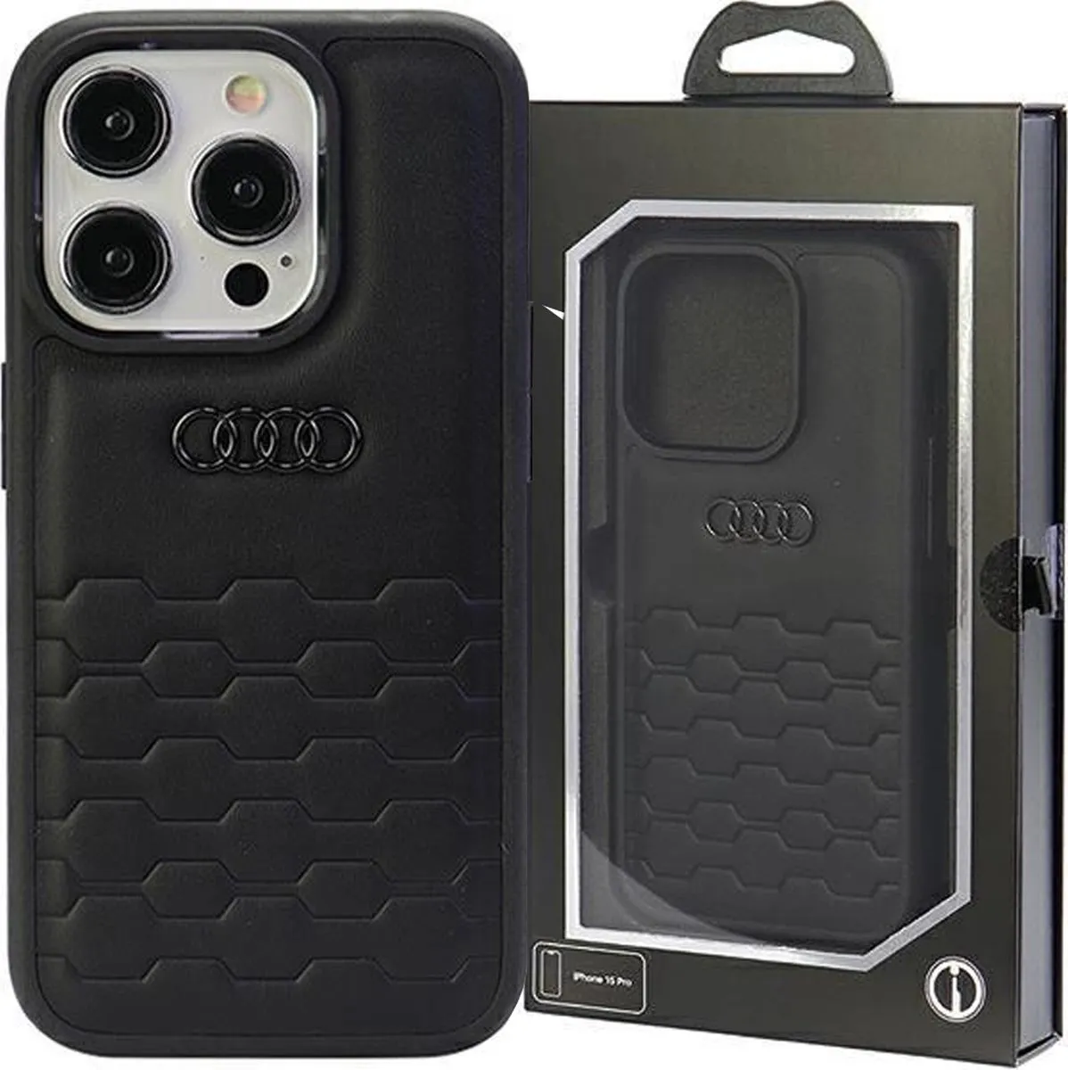 Audi GT Leather Back Case - iPhone 15 Pro - Zwart - afbeelding 6 van 6