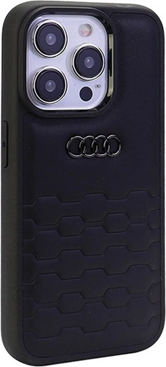 Audi GT Leather Back Case - iPhone 15 Pro - Zwart