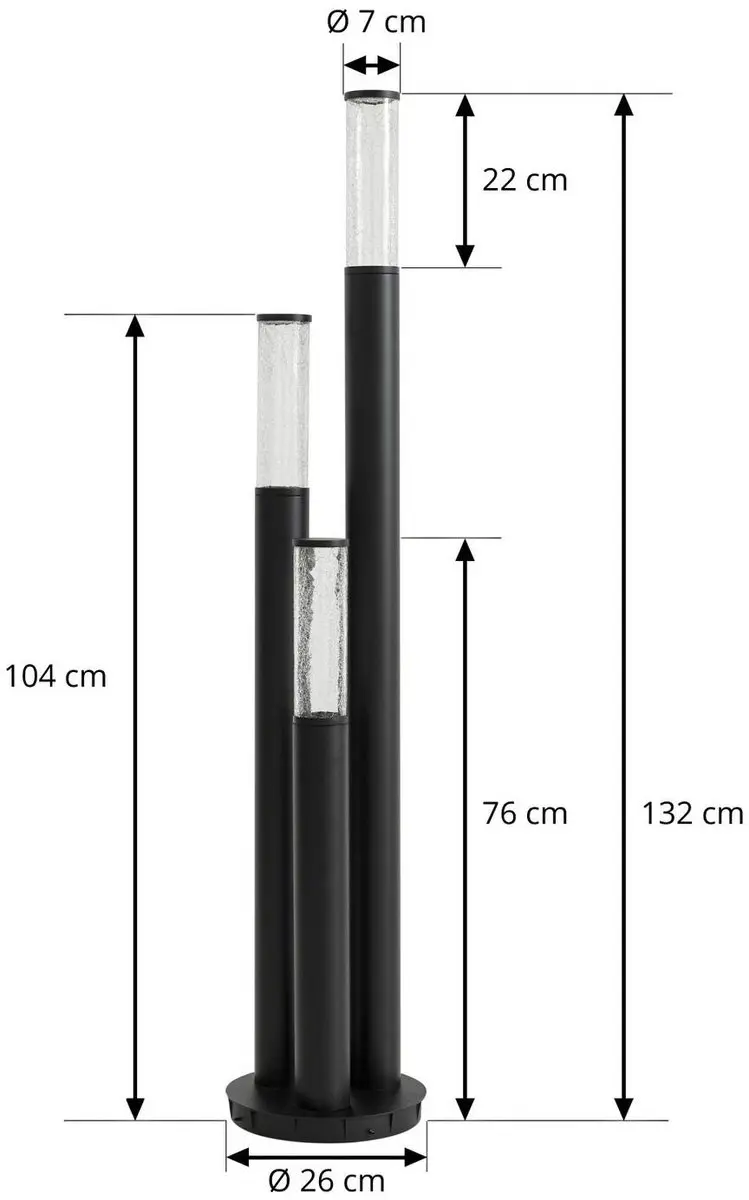 Lindby Gavros Tuinpadverlichting 3-lamps - Zwart - afbeelding 4 van 6