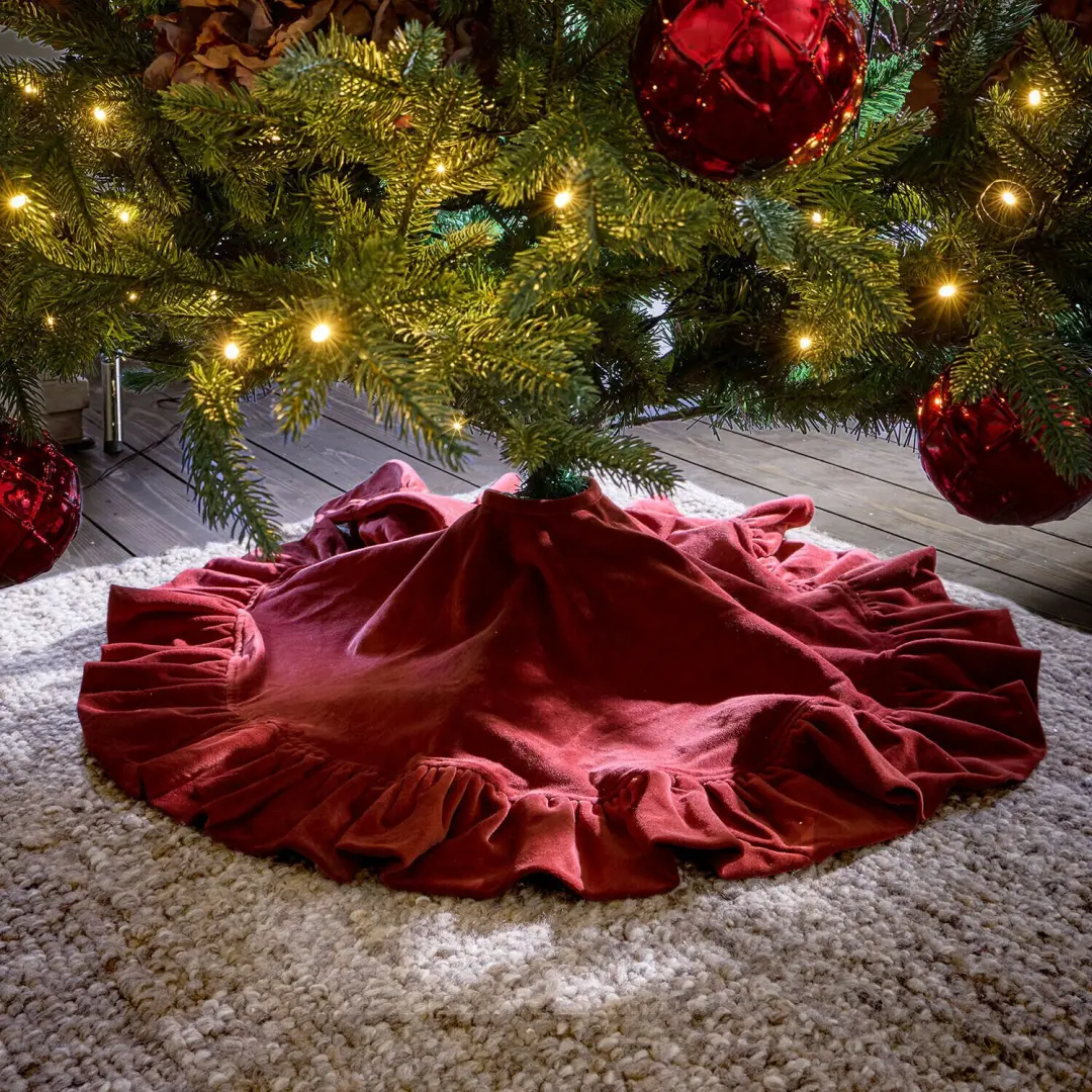 Loberon Kerstboomkleed Marvielle - 90cm - Bordeaux - afbeelding 3 van 5