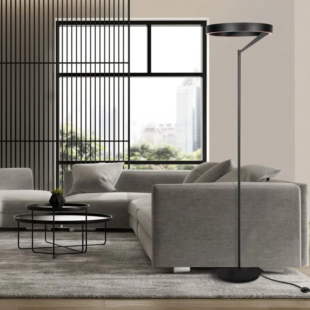 Steinhauer Mykty 4201ZW Vloerlamp - 2x40W 5200lm Zwart - afbeelding 4 van 6