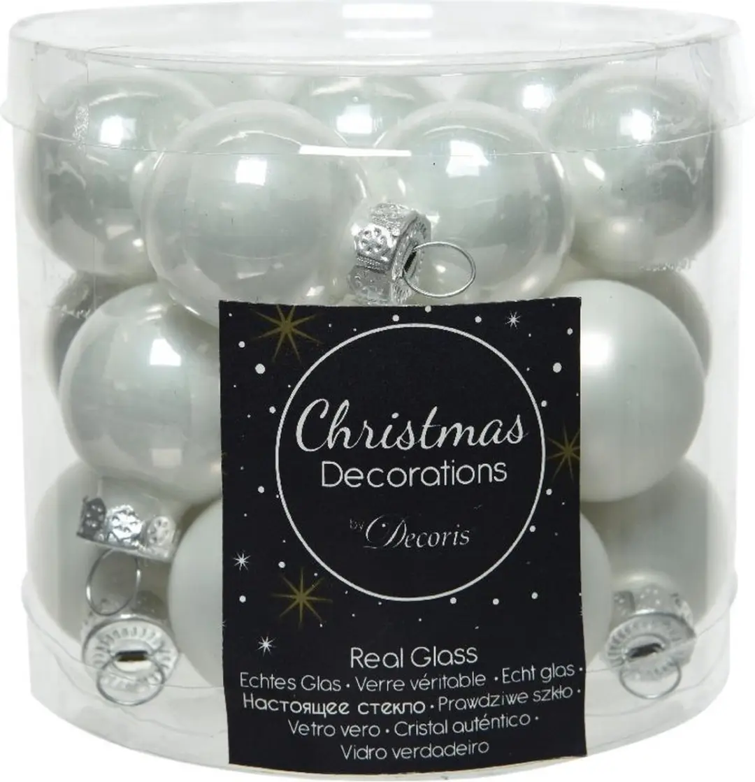 Decoris Mini Kerstballen Wit