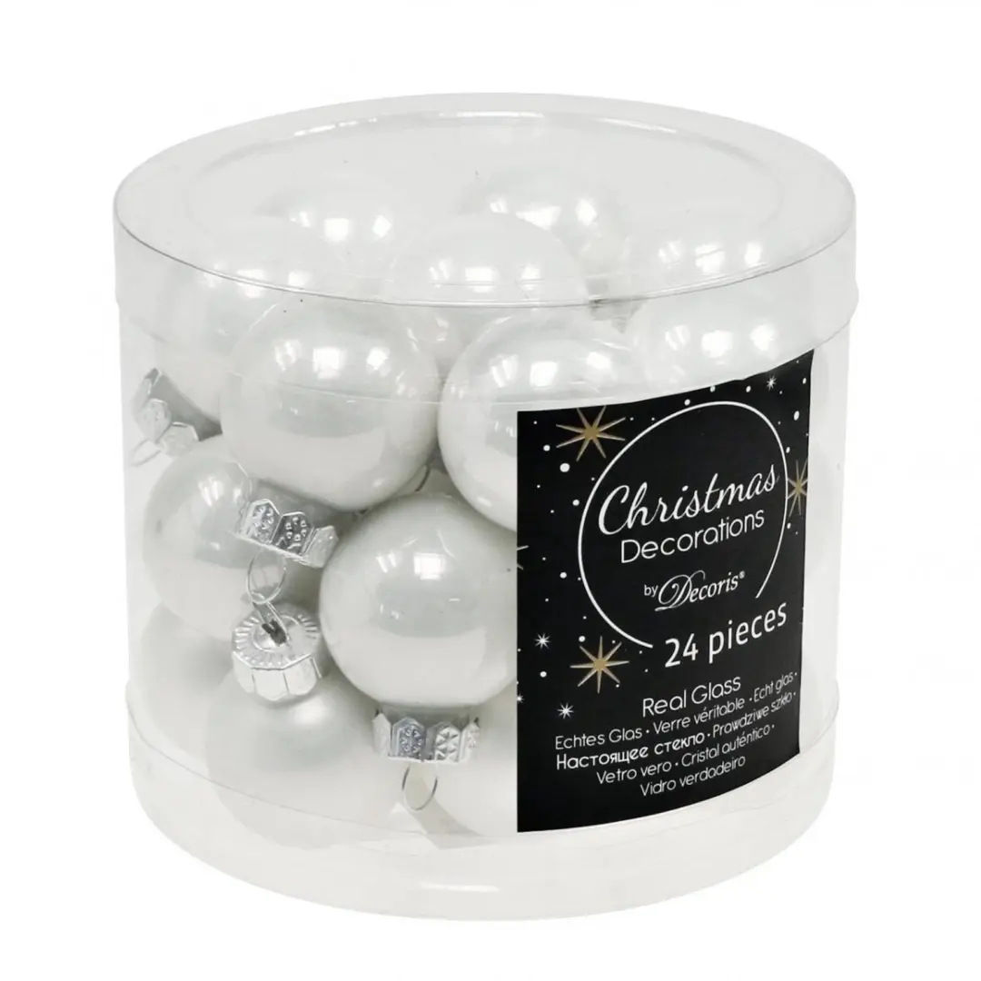 Decoris Mini Kerstballen Wit - 24 Stuks - afbeelding 5 van 6