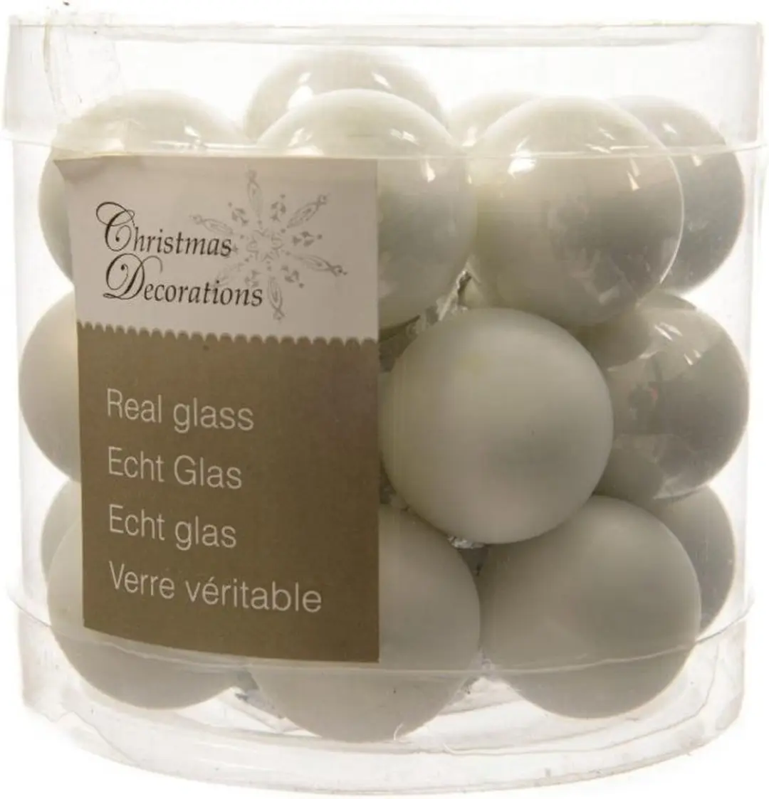 Decoris Mini Kerstballen Wit - 24 Stuks - afbeelding 3 van 6