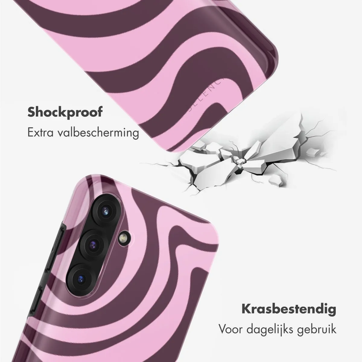 Selencia Hoesje Samsung Galaxy S25 Plus Wavy Swirl Pink Plum