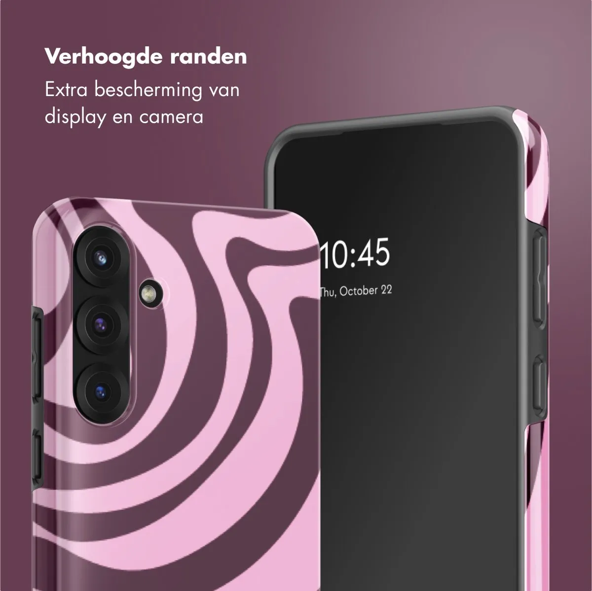 Selencia Hoesje Samsung Galaxy S25 Plus Wavy Swirl Pink Plum