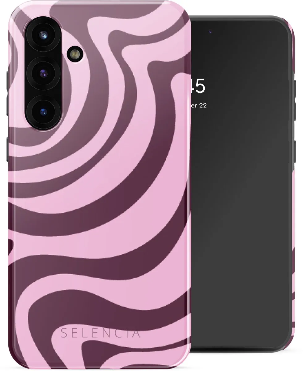 Selencia Hoesje Samsung Galaxy S25 Plus Wavy Swirl Pink Plum