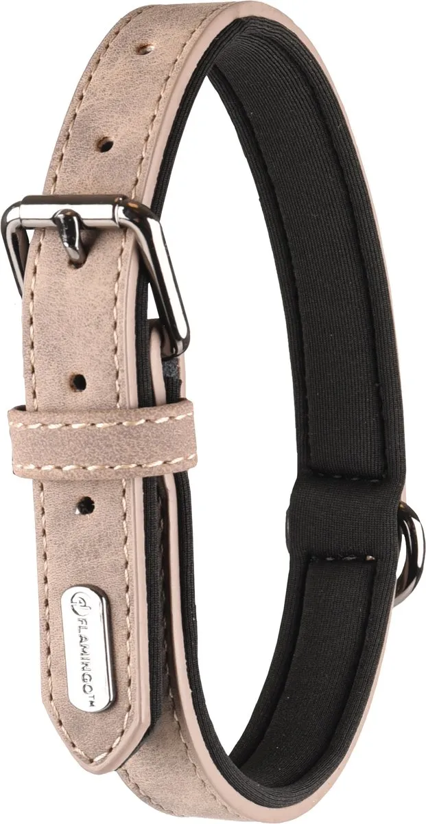 Flamingo Delu Halsband Honden - Taupe M 36-44cm
