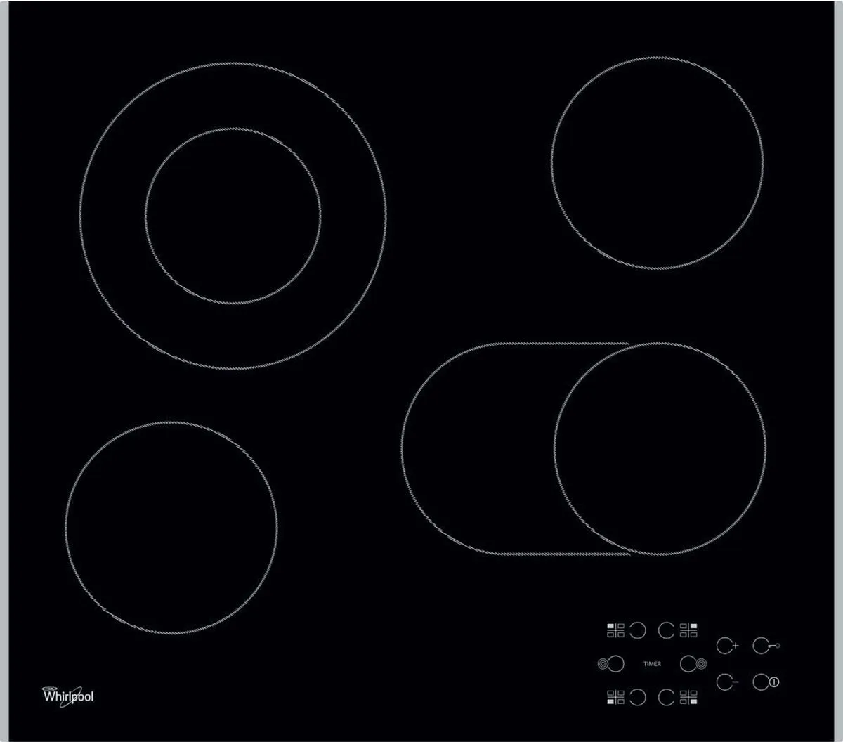 Whirlpool AKT8210LX Keramische Kookplaat - 4 Zones - Zwart