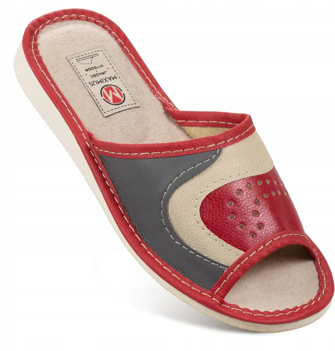 Dames Pantoffels Leer Rood Maximus Maat 37