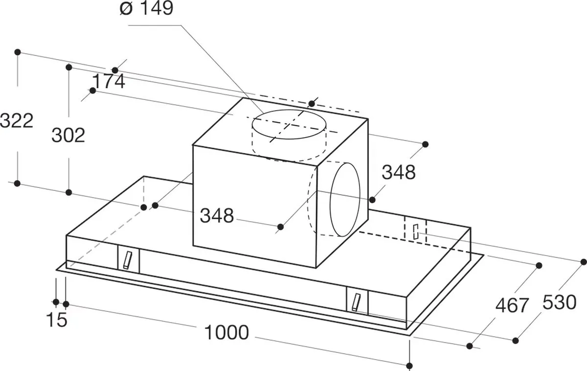 Whirlpool UEI102FLRX Inbouwafzuigkap 100cm RVS