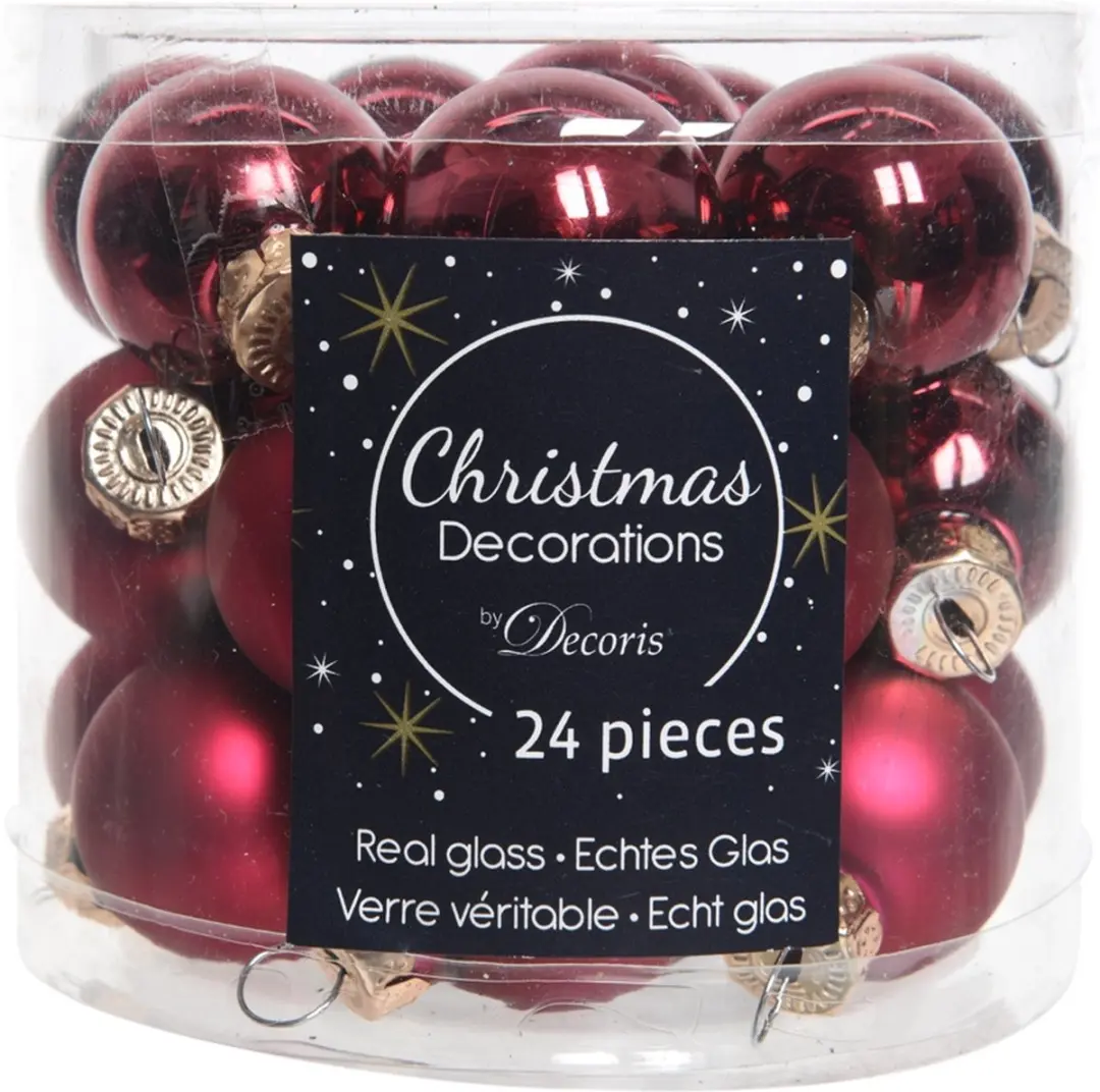 Decoris Kerstballen Glas Ø2,5cm Ossenbloed