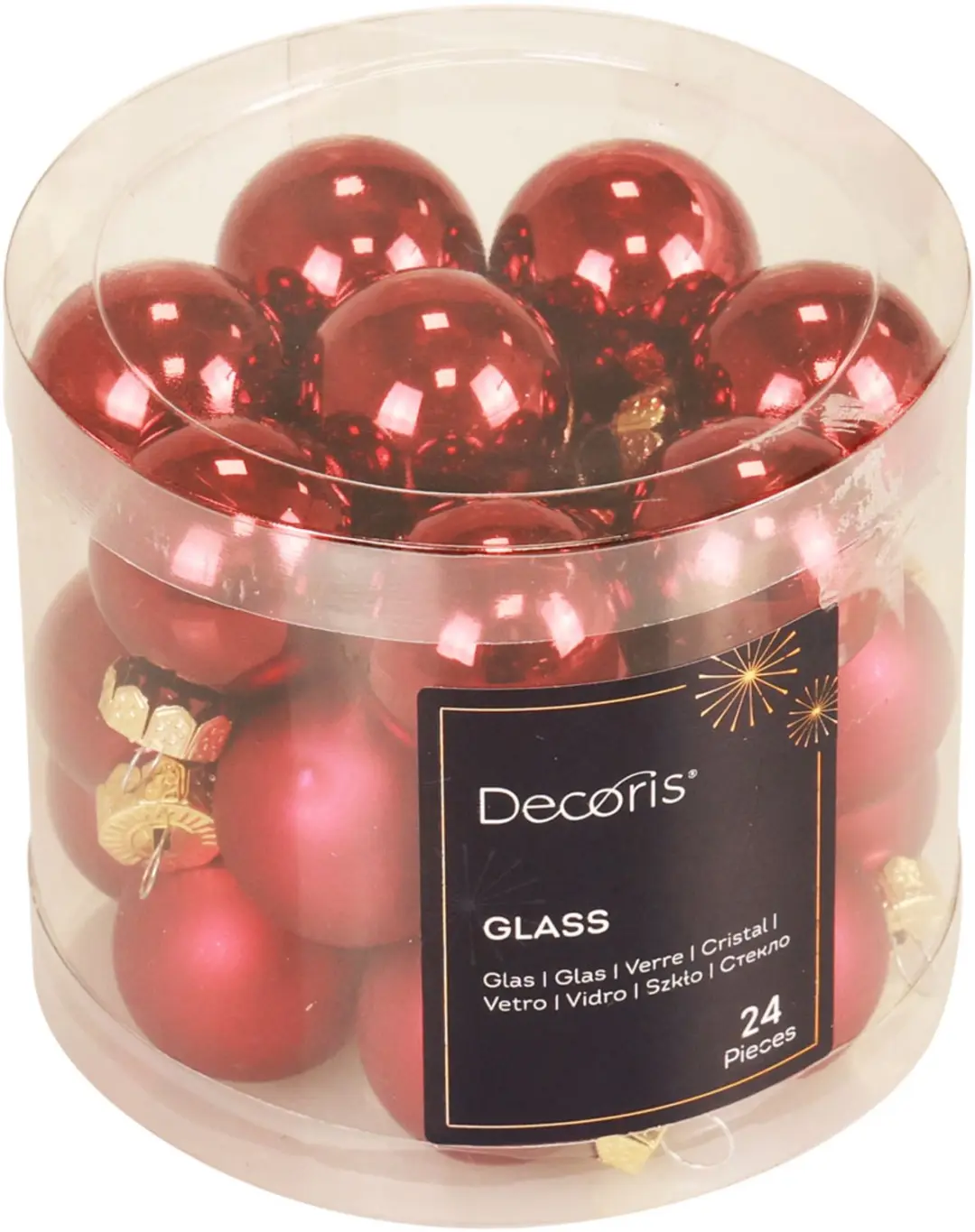 Decoris Kerstballen Glas Ø2,5cm Ossenbloed - 24 Stuks - afbeelding 2 van 4