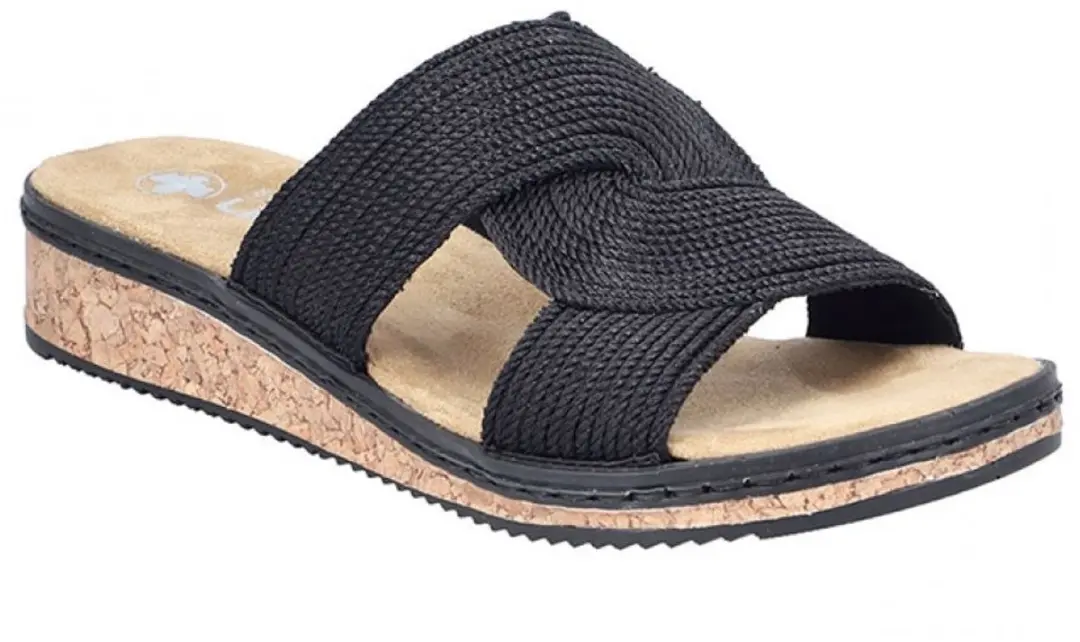 RIEKER-dames-art V3669 00 zwart-slipper maat 39